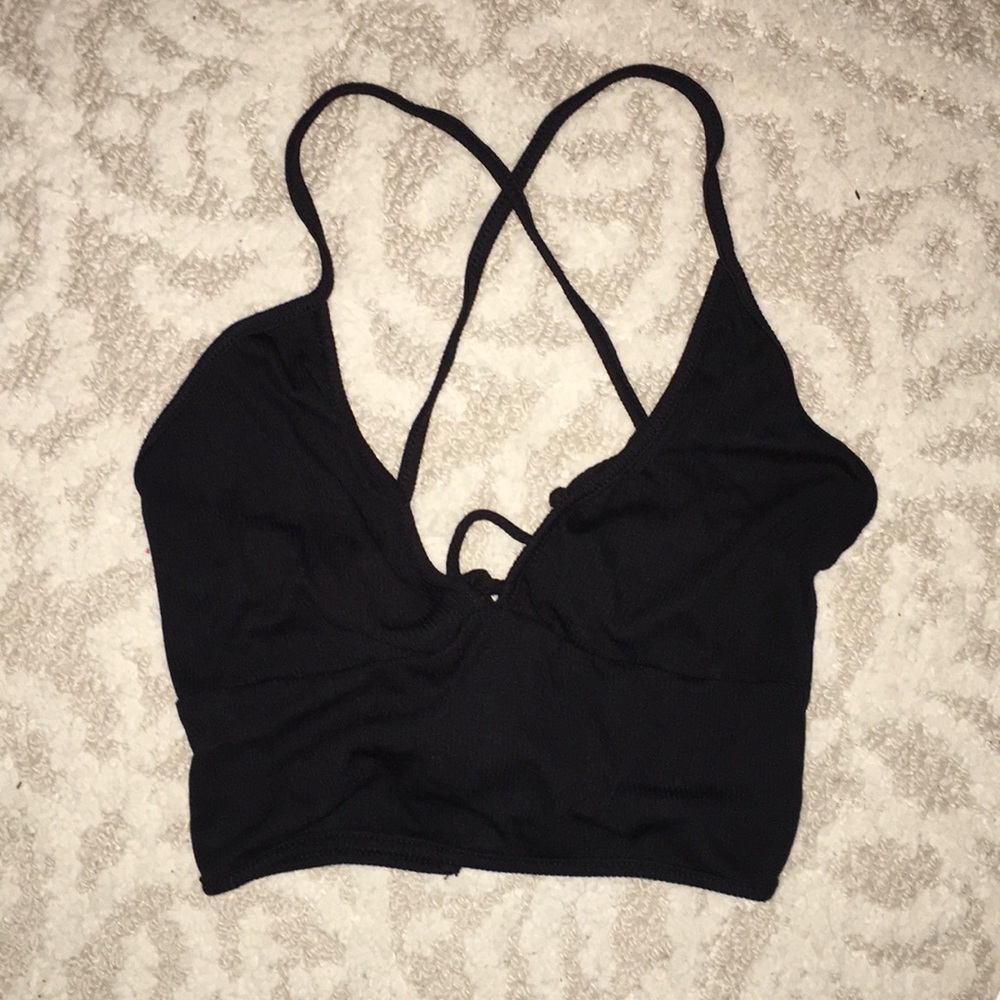 Silence + Noise Black Cross Tie Tank Top